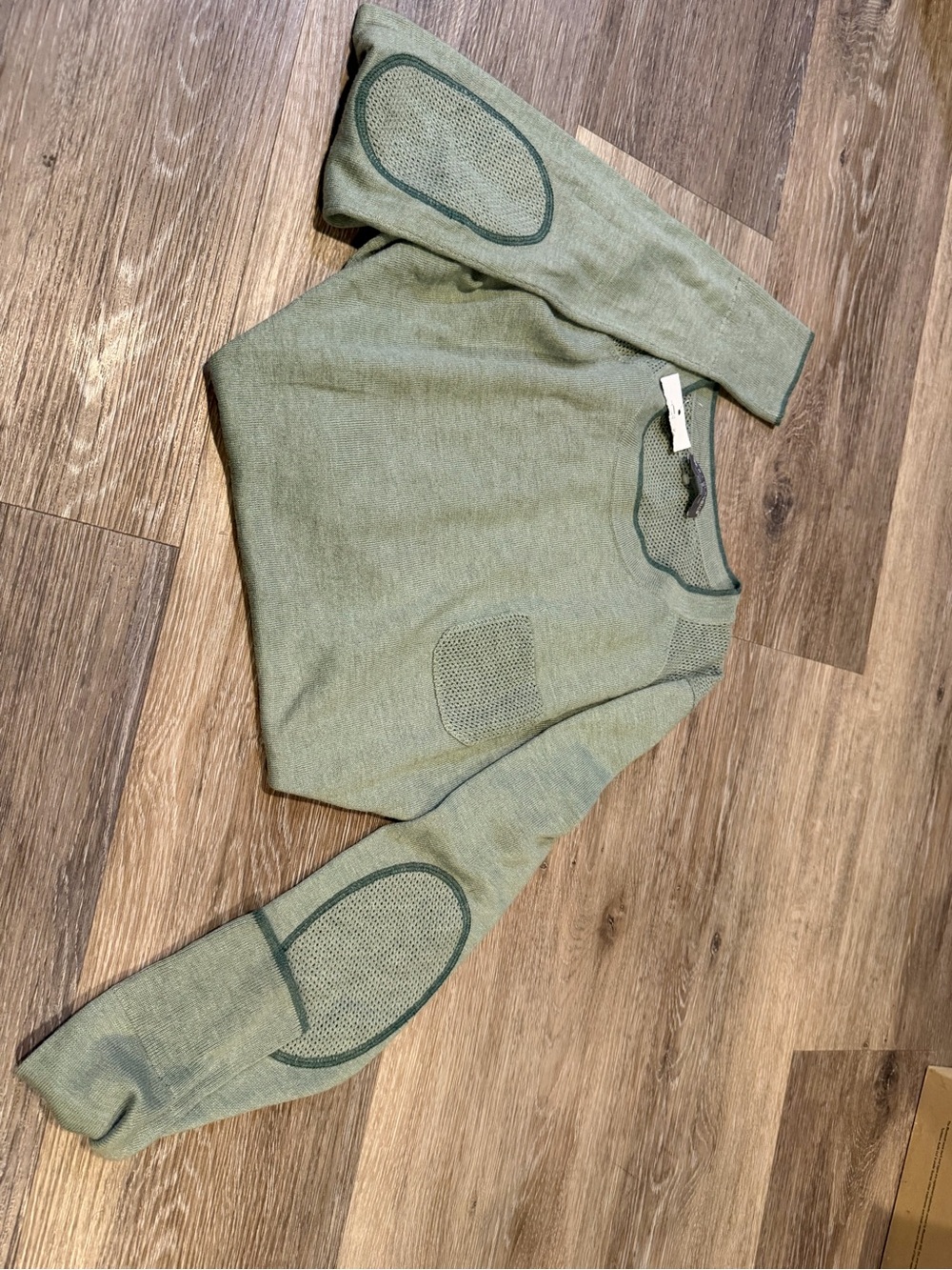Lightweight Sage Green Crewneck Sweater with Pocket - Picture 2 of 2